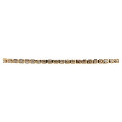 18k Yellow Gold Diamond Emerald Cut Tennis Bracelet Bezel Set