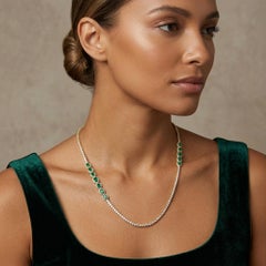 18K Yellow Gold Diamond & Emerald Tennis Necklace, 2026