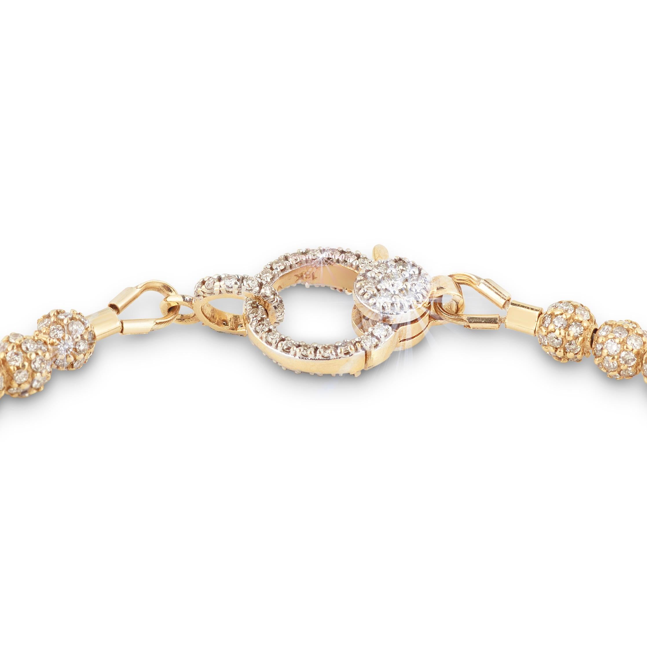 Brilliant Cut 18k Yellow Gold Diamond-Encrusted Tennis Bracelet For Sale