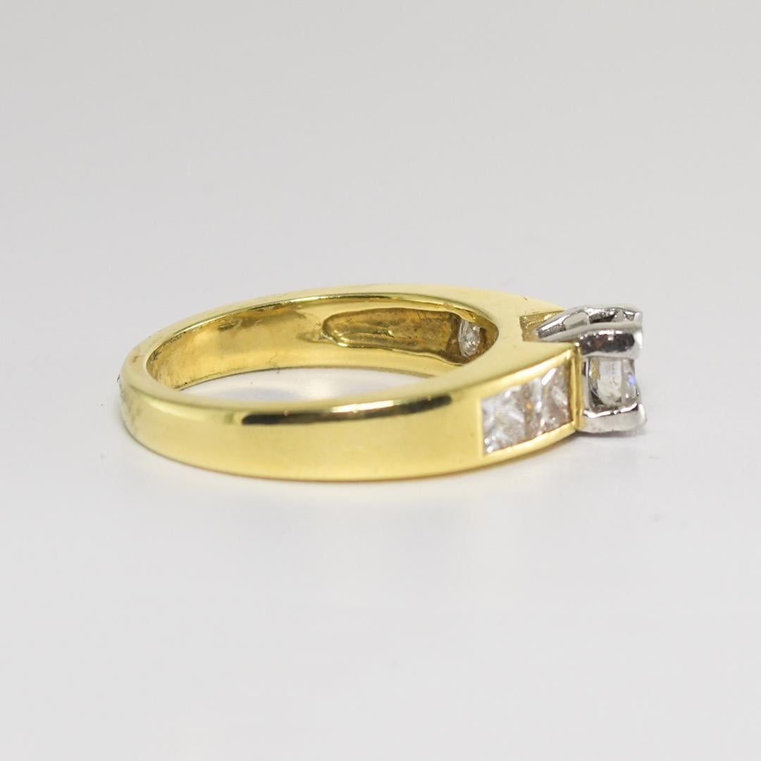 Round Cut 18K Yellow Gold Diamond Engagement Ring 0.54ct For Sale