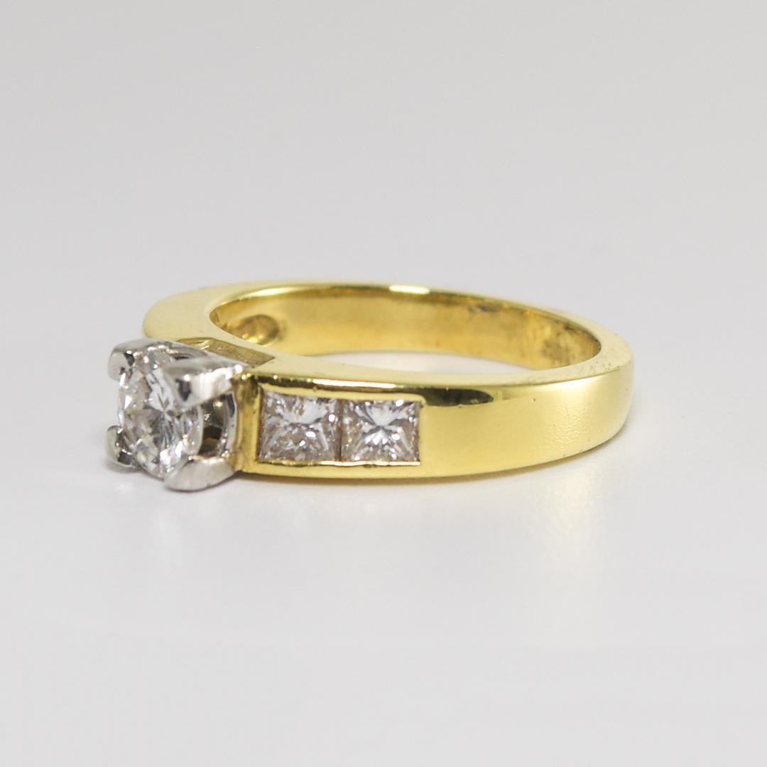 18K Yellow Gold Diamond Engagement Ring 0.54ct For Sale 1