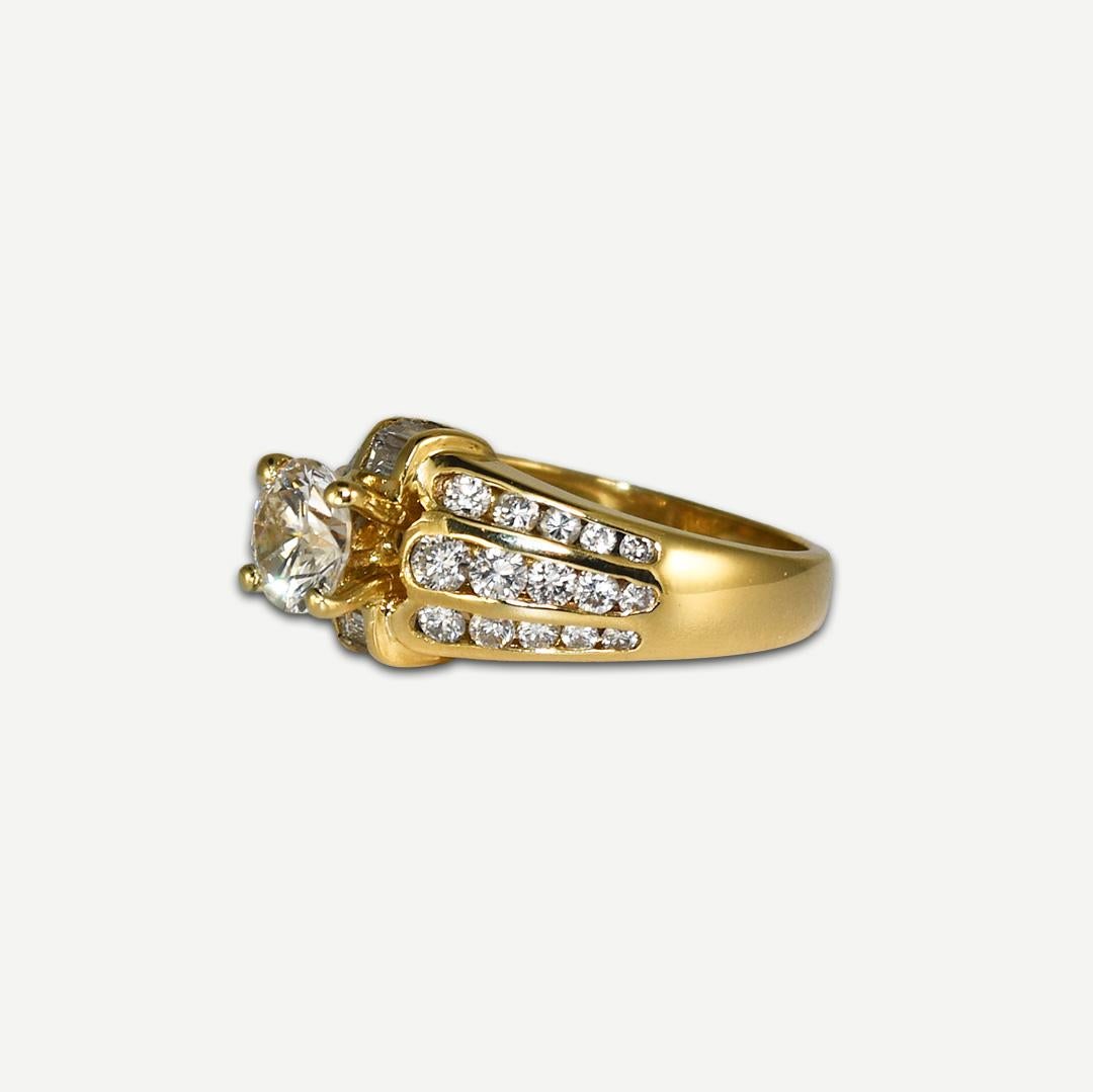 18K Yellow Gold Diamond Engagement Ring 1.97 ct For Sale 1