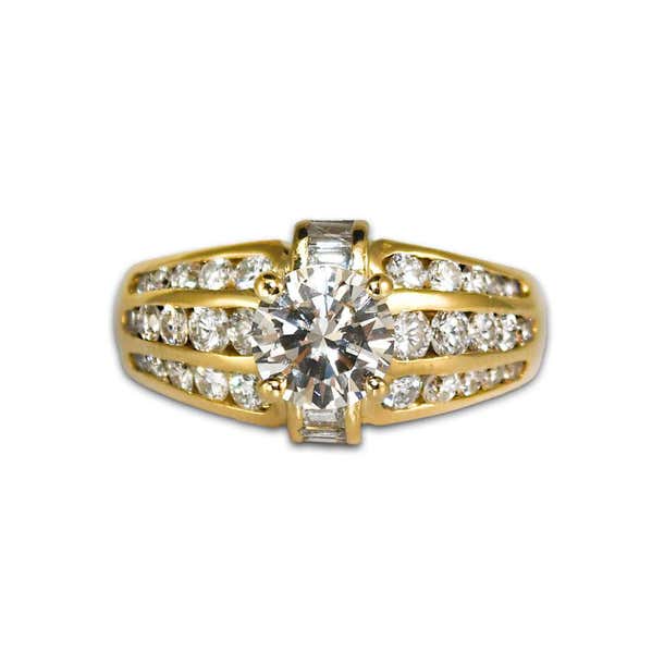 18K Yellow Gold Diamond Engagement Ring 1.97 ct For Sale at 1stDibs