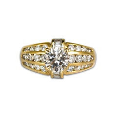 Vintage 18K Yellow Gold Diamond Engagement Ring 1.97 ct