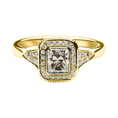18k Yellow Gold Diamond Engagement Ring with 1.01 Carat Radiant Cut Diamond