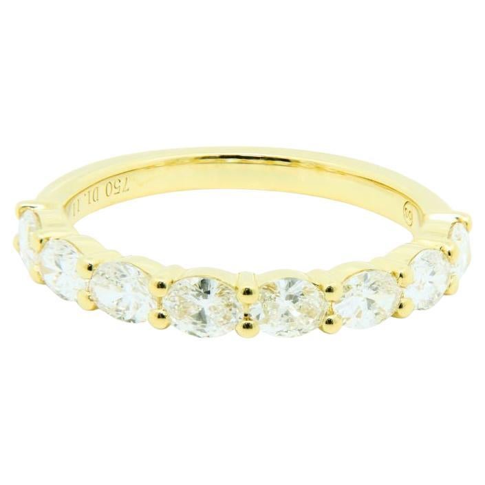 Jonc en or jaune 18K avec diamant fantaisie - Ovale Est-Ouest à branches partagées