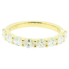 Jonc en or jaune 18K avec diamant fantaisie - Ovale Est-Ouest à branches partagées