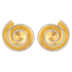 18k Yellow Gold Diamond Fibonacci  Sprial Earrings