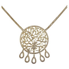 18K Yellow Gold Diamond Filigree Pendant Necklace #24842
