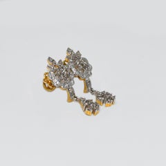 Orecchini floreali con diamante in oro giallo 18k, 6,6gr, .80tdw