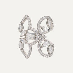 Modern 18K White Gold 2.5 ct Diamond Sculptural Ring