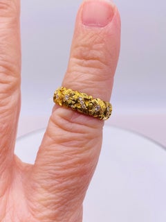 Diamond Yellow Gold Flower Band