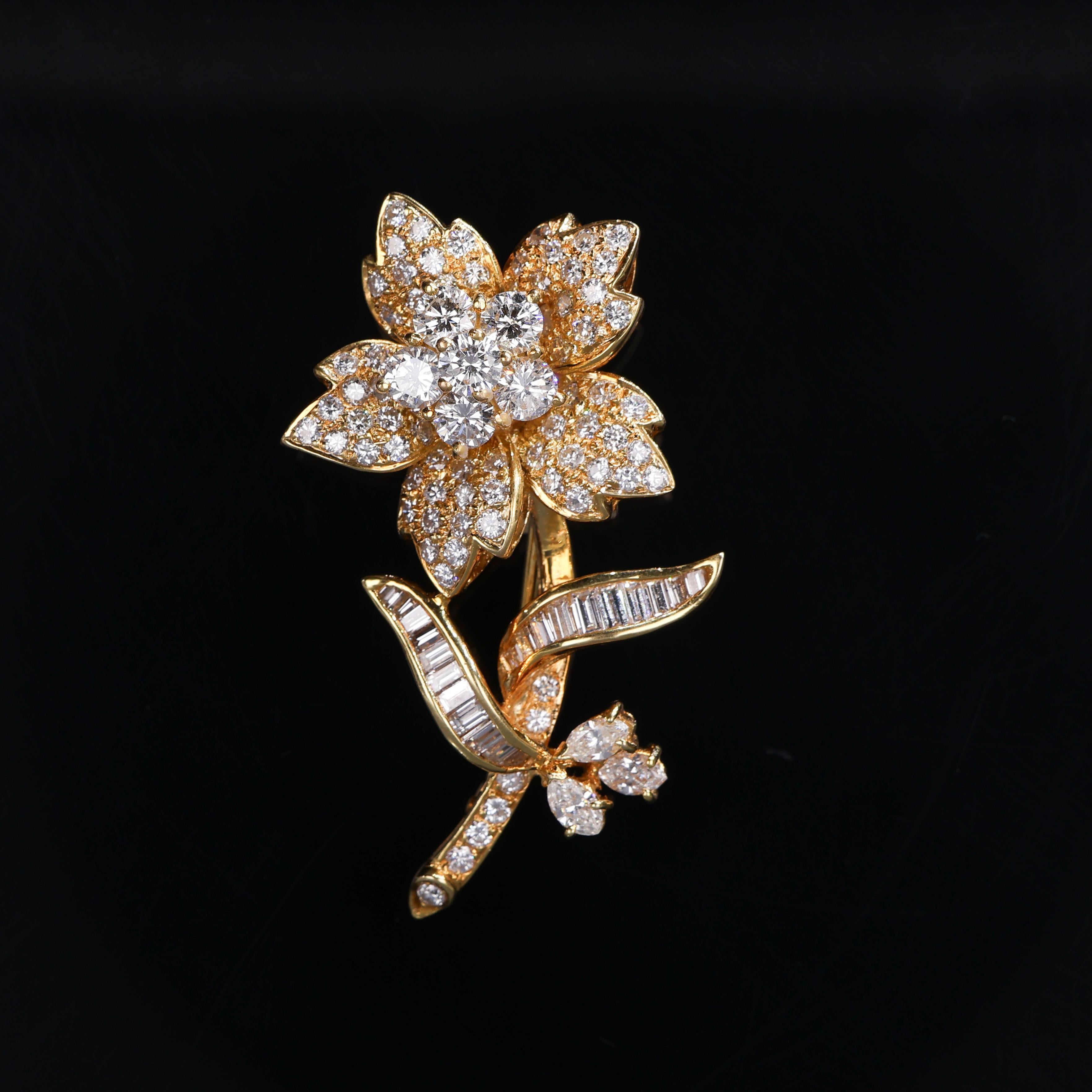 IMPORTANT NOTE:
✔ No additional costs will be added to this order.
✔ Shipping and customs duties are fully covered by us.
--------------------
A delicate floral brooch crafted in 18k yellow gold, featuring a radiant arrangement of natural white