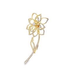 18k Yellow Gold Diamond Flower Brooch