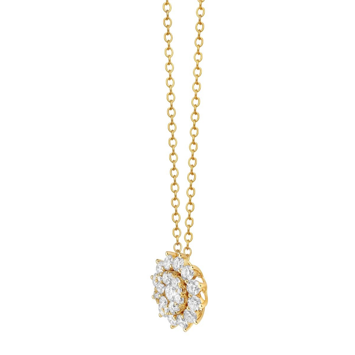 Ce pendentif fleur en or jaune 18 carats avec diamants est un magnifique symbole d'élégance et de charme. Fabriqué en or jaune massif de 1,7 gramme, il est à la fois léger et durable, parfait pour une utilisation quotidienne ou lors d'occasions