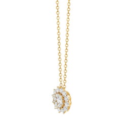 18K Yellow Gold Diamond Flower Pendant