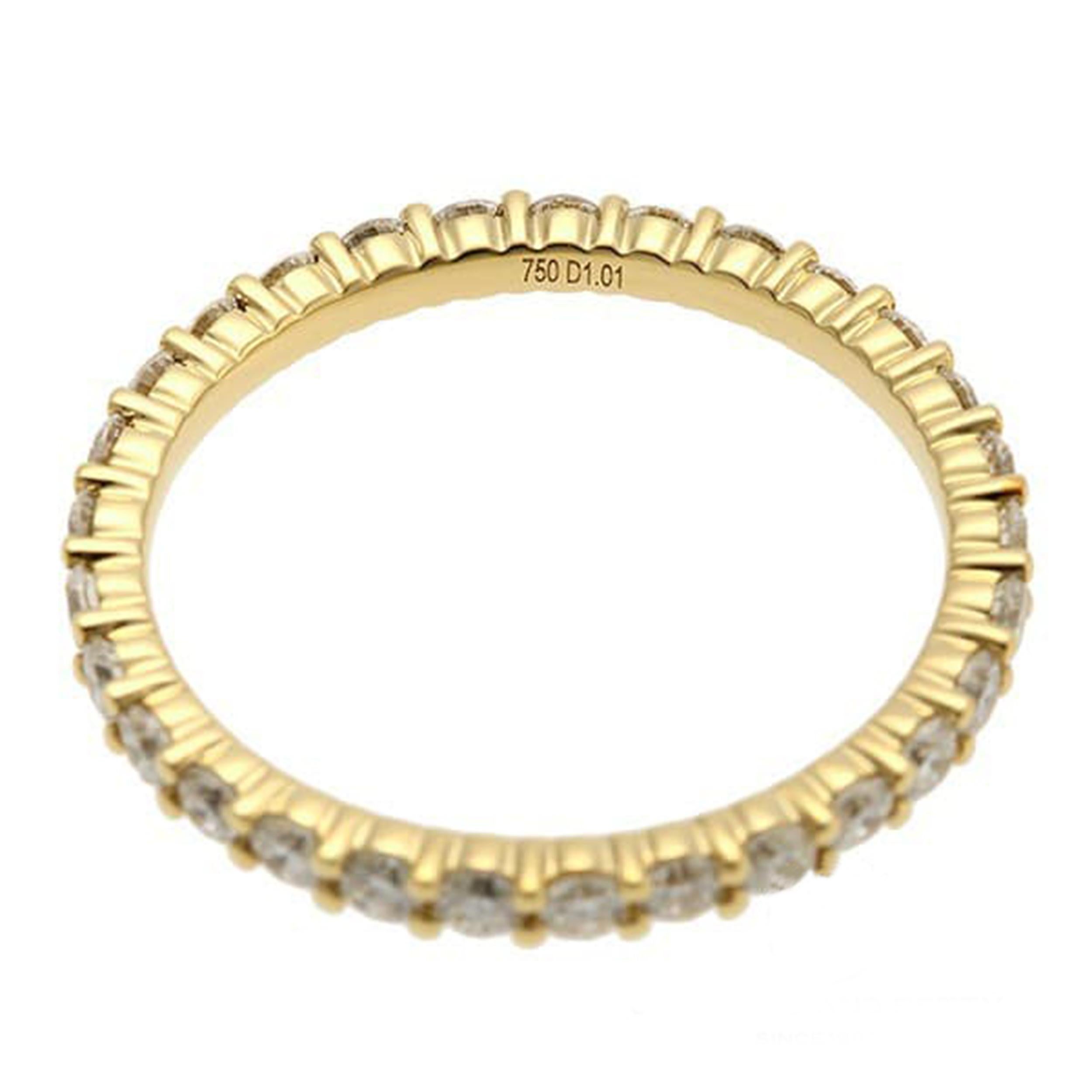 Artist 18K Yellow Gold Diamond Full Eternity Ring  1.01ct  Size 6.75 For Sale