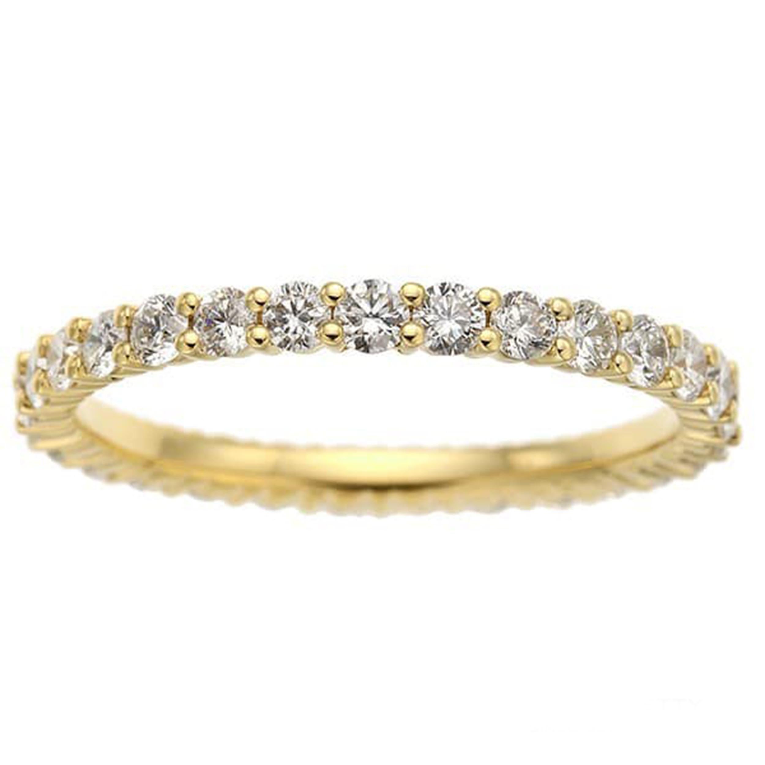 Round Cut 18K Yellow Gold Diamond Full Eternity Ring  1.01ct  Size 6.75 For Sale