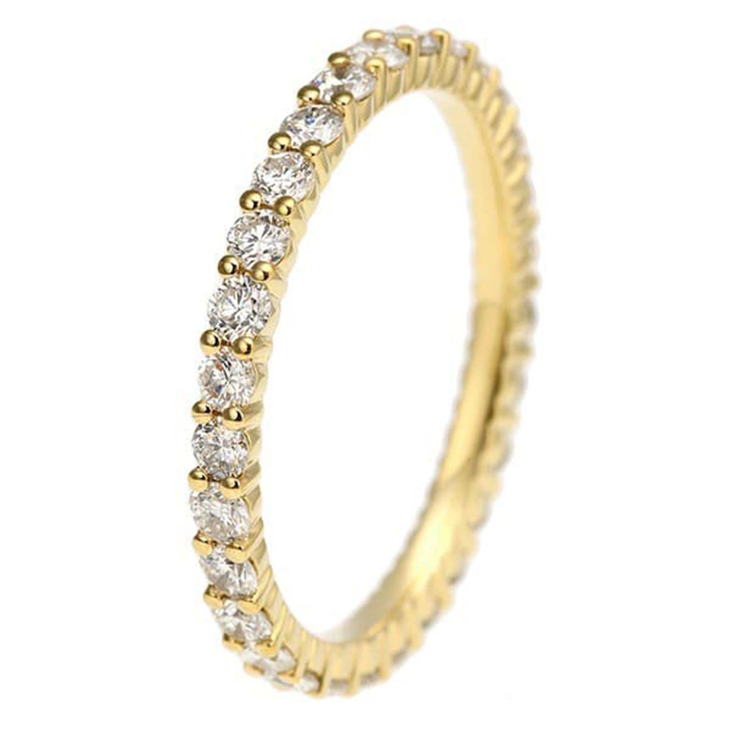 18K Yellow Gold Diamond Full Eternity Ring  1.01ct  Size 6.75 In New Condition For Sale In Holtsville, NY