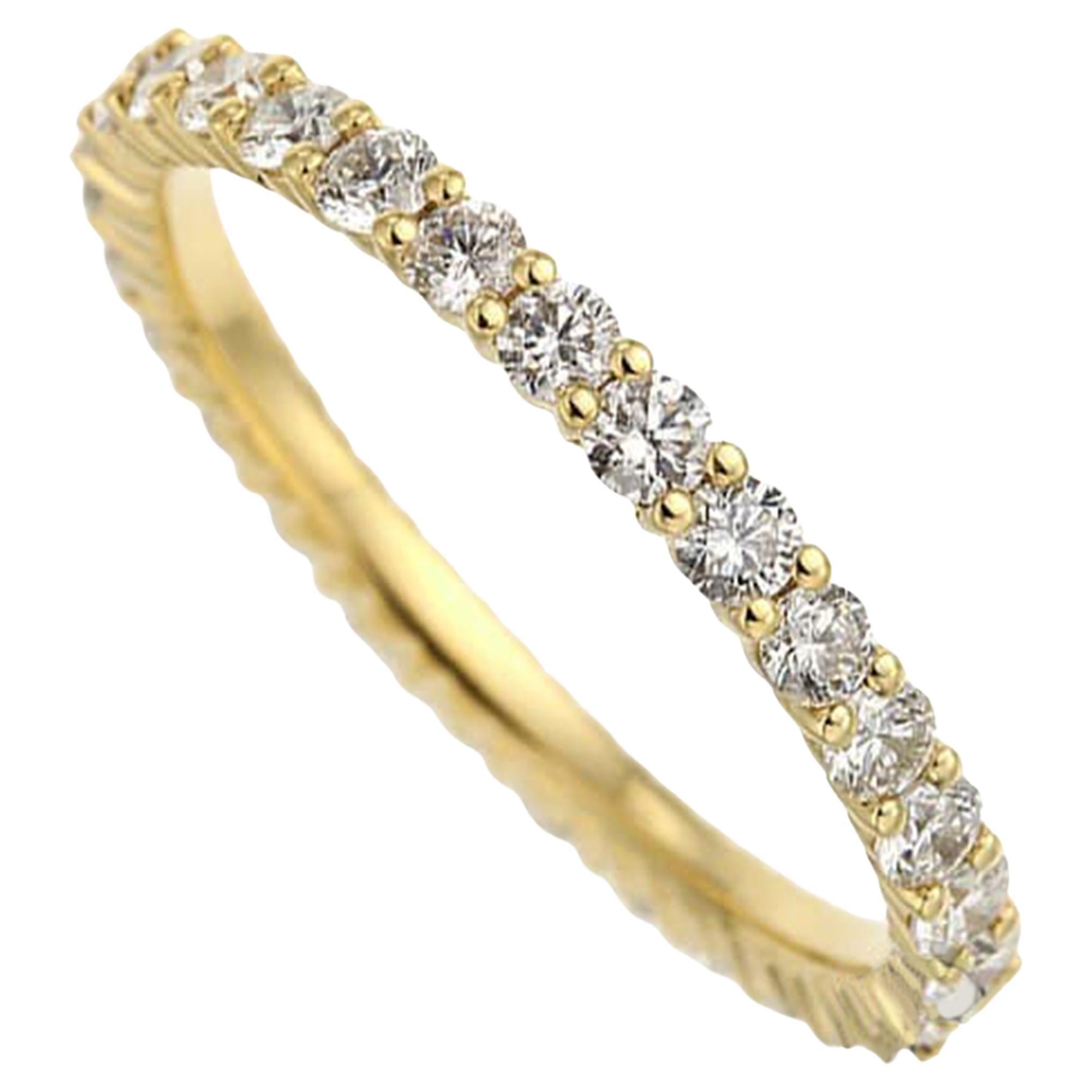 18K Yellow Gold Diamond Full Eternity Ring  1.01ct  Size 6.75 For Sale