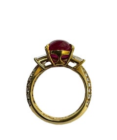 18K Yellow Gold Diamond GIA Certified 6.69 Carat Ruby Engagement Ring