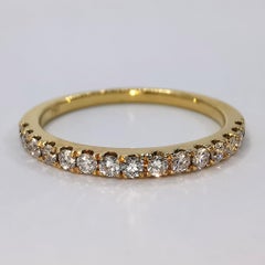 18K Yellow Gold Diamond Half Eternity Band Wedding Stacking Fashion Ring