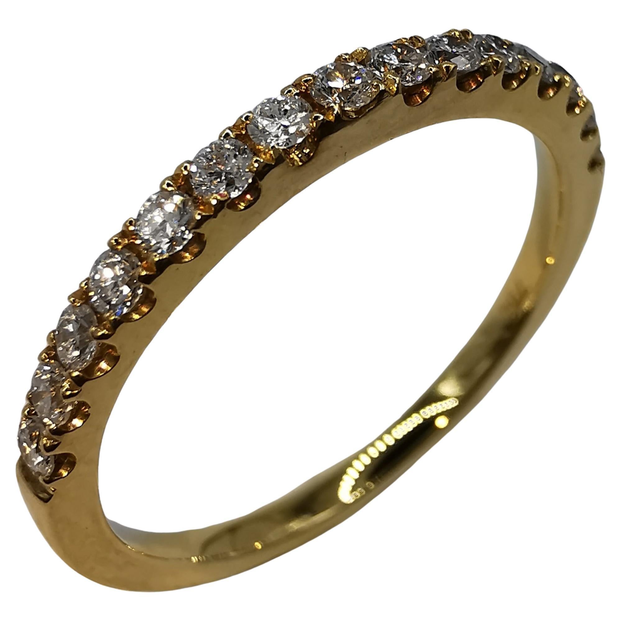18K Yellow Gold Diamond Half Eternity Band Wedding Stacking Fashion Ring