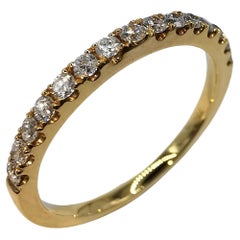 18K Yellow Gold Diamond Half Eternity Band Wedding Stacking Fashion Ring