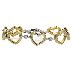 Bracelet en forme de cœur en or jaune 18 carats avec diamants de 0,60TDW, 26,4 g