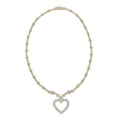 18K Yellow Gold Diamond Heart Collar Necklace