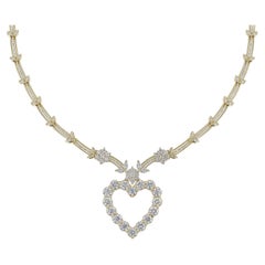 18K Yellow Gold Diamond Heart Collar Necklace