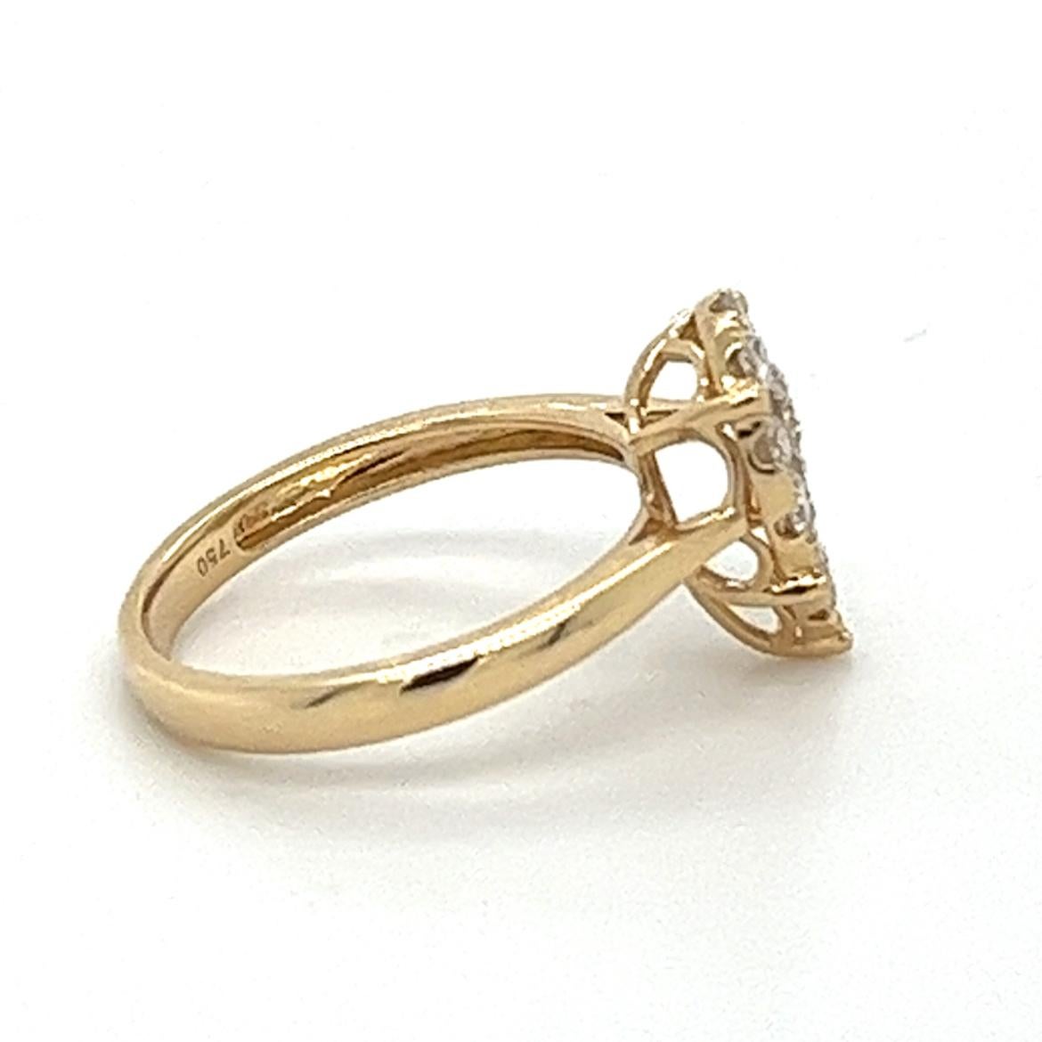 Modern 18K Yellow Gold Diamond Heart Lover's Ring For Sale