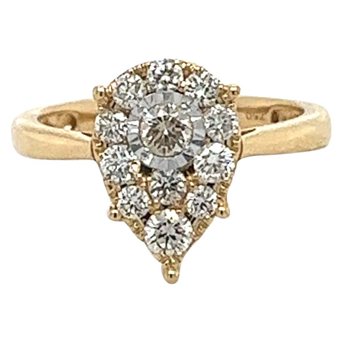 18 Karat Gelbgold Diamant-Herzliebhaber-Ring im Angebot