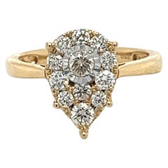 Bague d'amoureux en or jaune 18K avec cœur en diamant