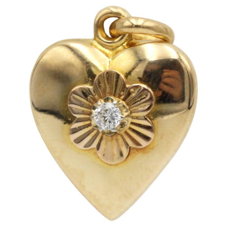 18K Yellow Gold Diamond Heart Pendant