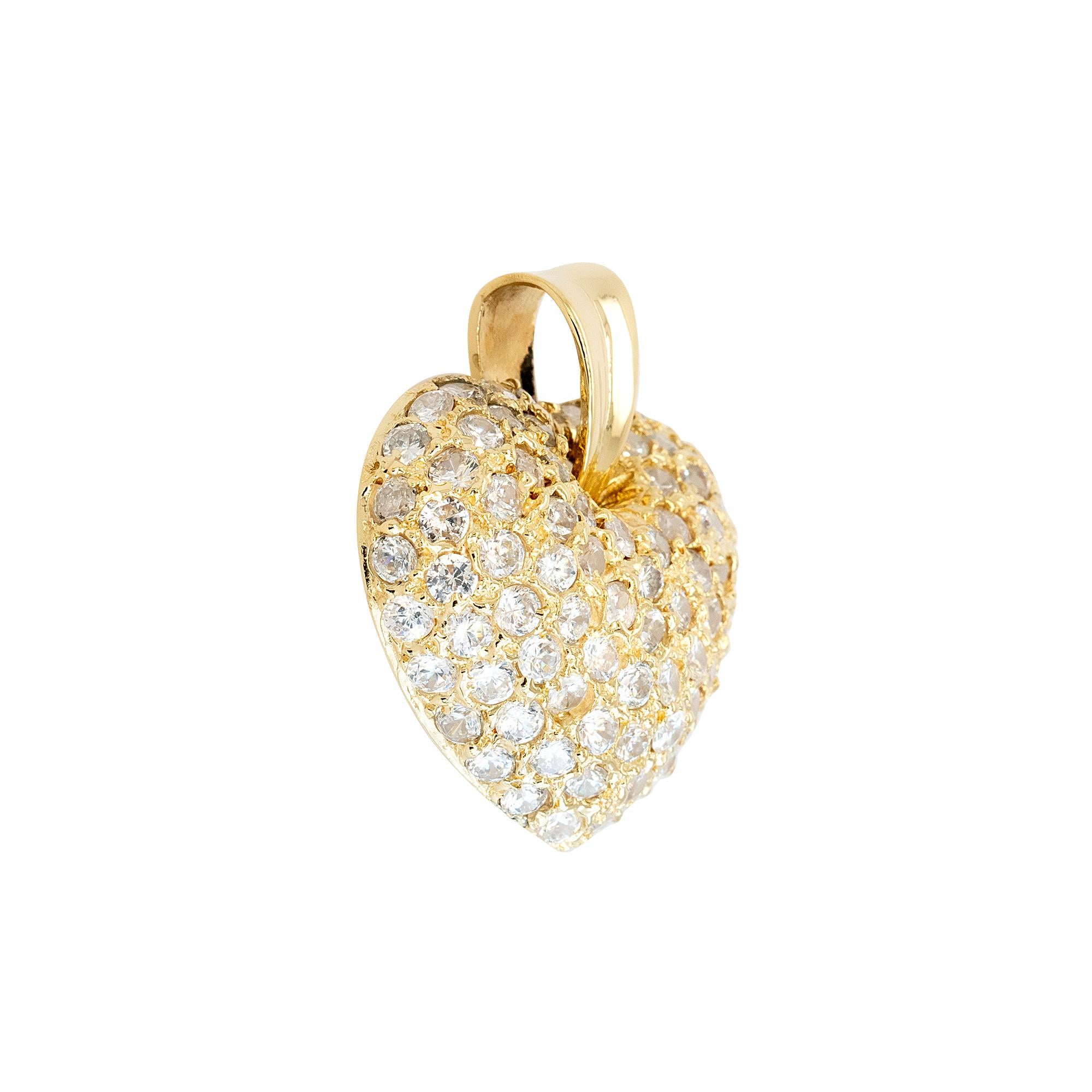 18 Karat Gelbgold Diamant-Herz-Anhänger-Halskette im Angebot 2