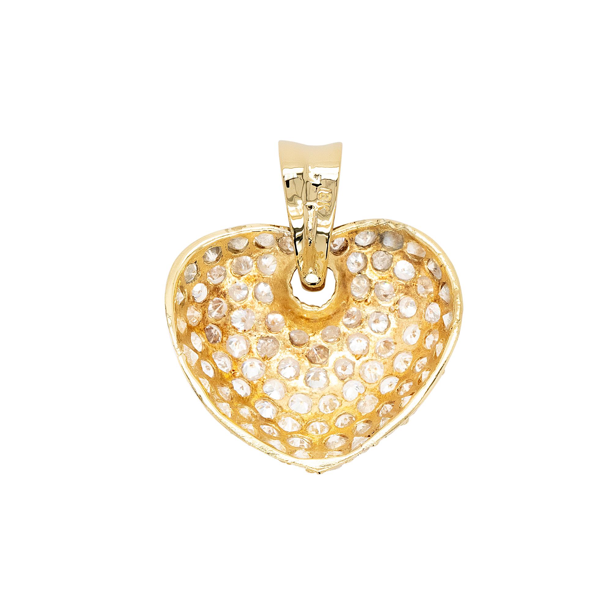 18 Karat Gelbgold Diamant-Herz-Anhänger-Halskette im Angebot 4
