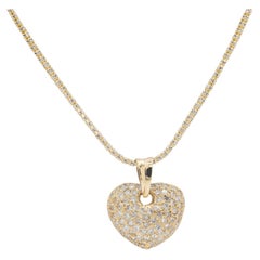 18k Yellow Gold Diamond Heart Pendant Necklace