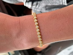 Pulsera Tenis Corazón Diamante Oro Amarillo 18k