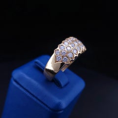 18K Yellow Gold Diamond Honeycomb Band Ring Size 8