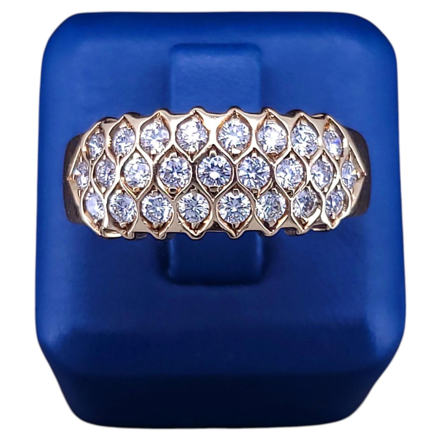 Bague en or jaune 14K avec diamant en nid d'abeille Taille 8 en vente