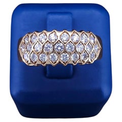 18K Yellow Gold Diamond Honeycomb Band Ring Size 8