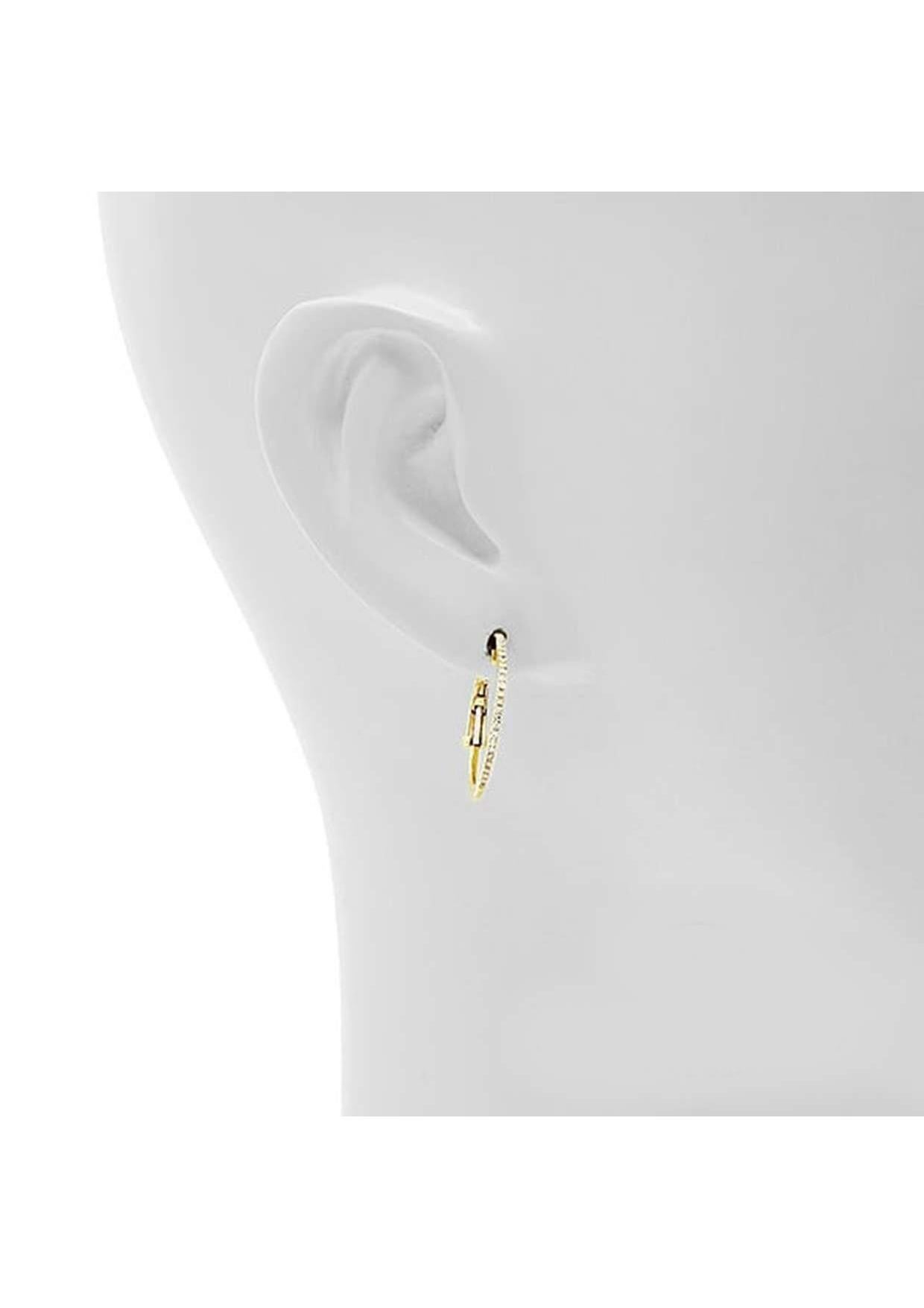 Round Cut 18K Yellow Gold Diamond Hoop Earrings, 0.19ct For Sale