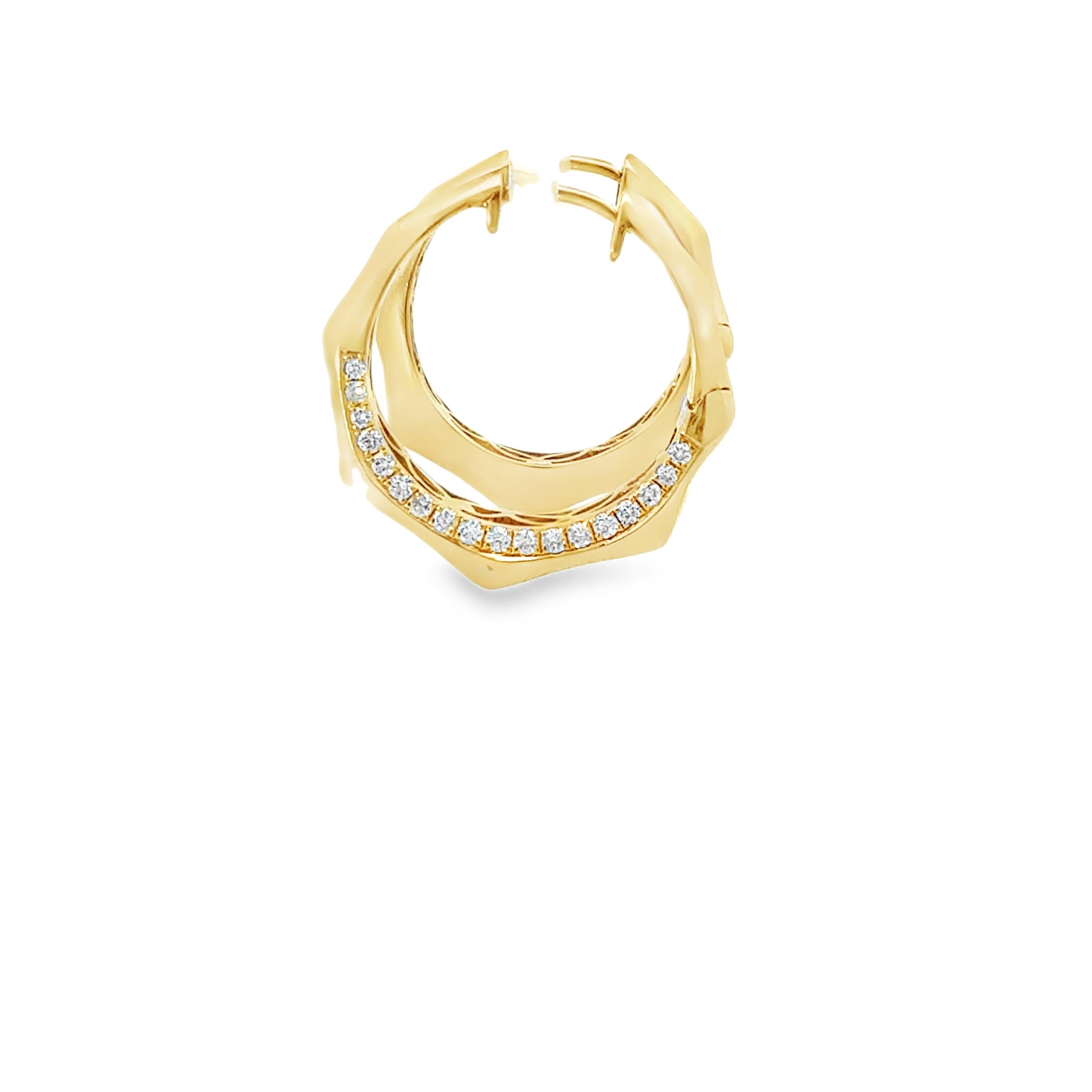 Boucles d'oreilles en or jaune 18K avec diamants, design géométrique, 0.41 carat Neuf - En vente à Beverly Hills, CA