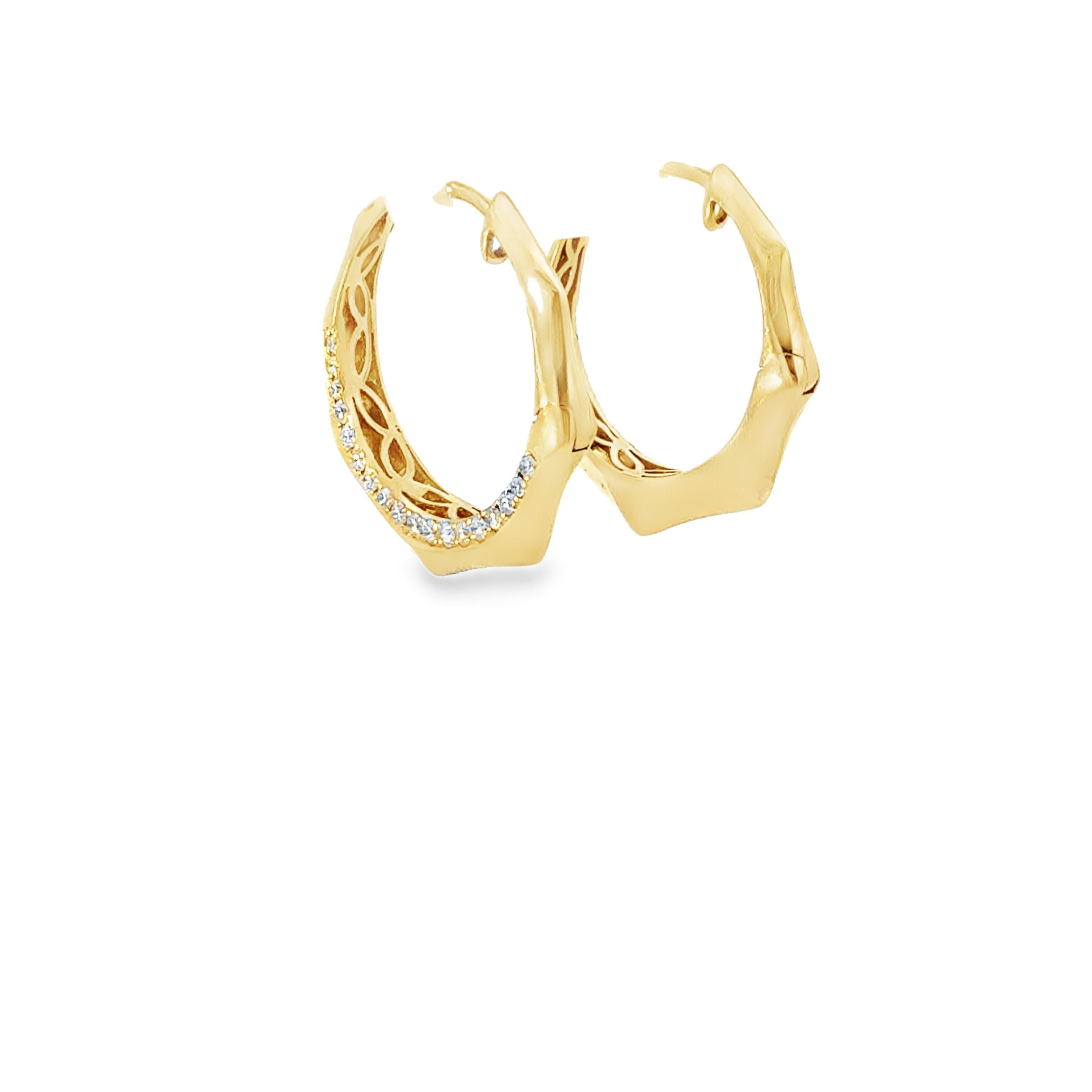 Boucles d'oreilles en or jaune 18K avec diamants, design géométrique, 0.41 carat en vente 1