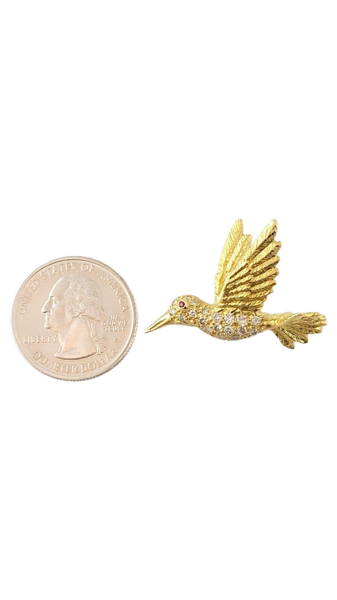18K Yellow Gold Diamond Hummingbird Pin #15020 For Sale 1