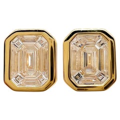 18k Yellow Gold Diamond Illusion Set Stud Earrings