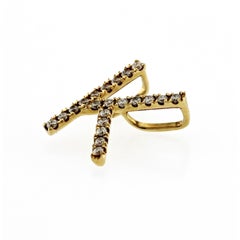 18K Yellow Gold Diamond Initial "K" Letter Pendant Charm