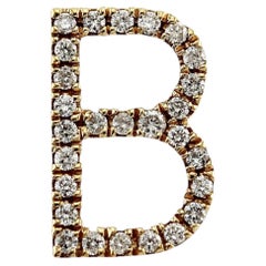 18K Yellow Gold Diamond Initial "B" Letter Pendant Charm