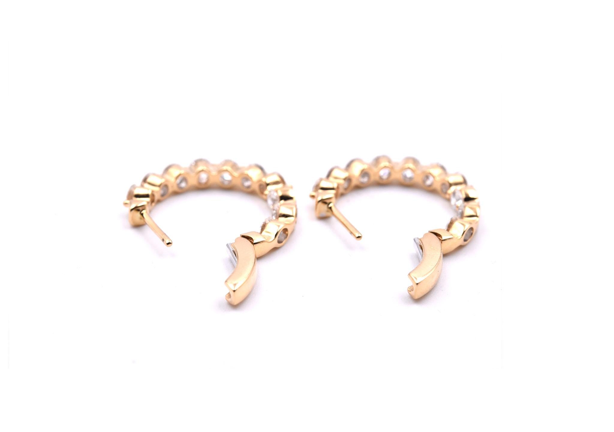 18 Karat Gelbgold Diamant-Ohrringe mit Innen- und Außenring im Zustand „Hervorragend“ im Angebot in Scottsdale, AZ